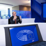 Șerban Dimitrie Sturdza ținând un discurs în Parlamentul European de la Bruxelles